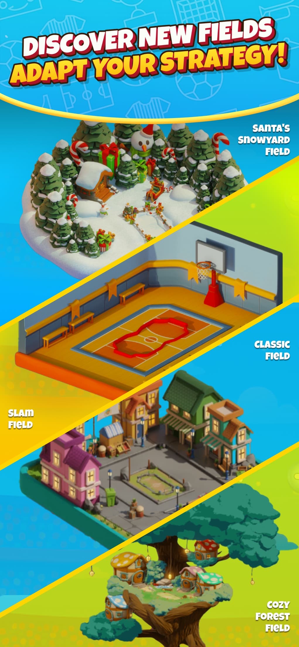 DoGoal fields: Santa's Snowyard, Classic, Slam and Cozy Forest