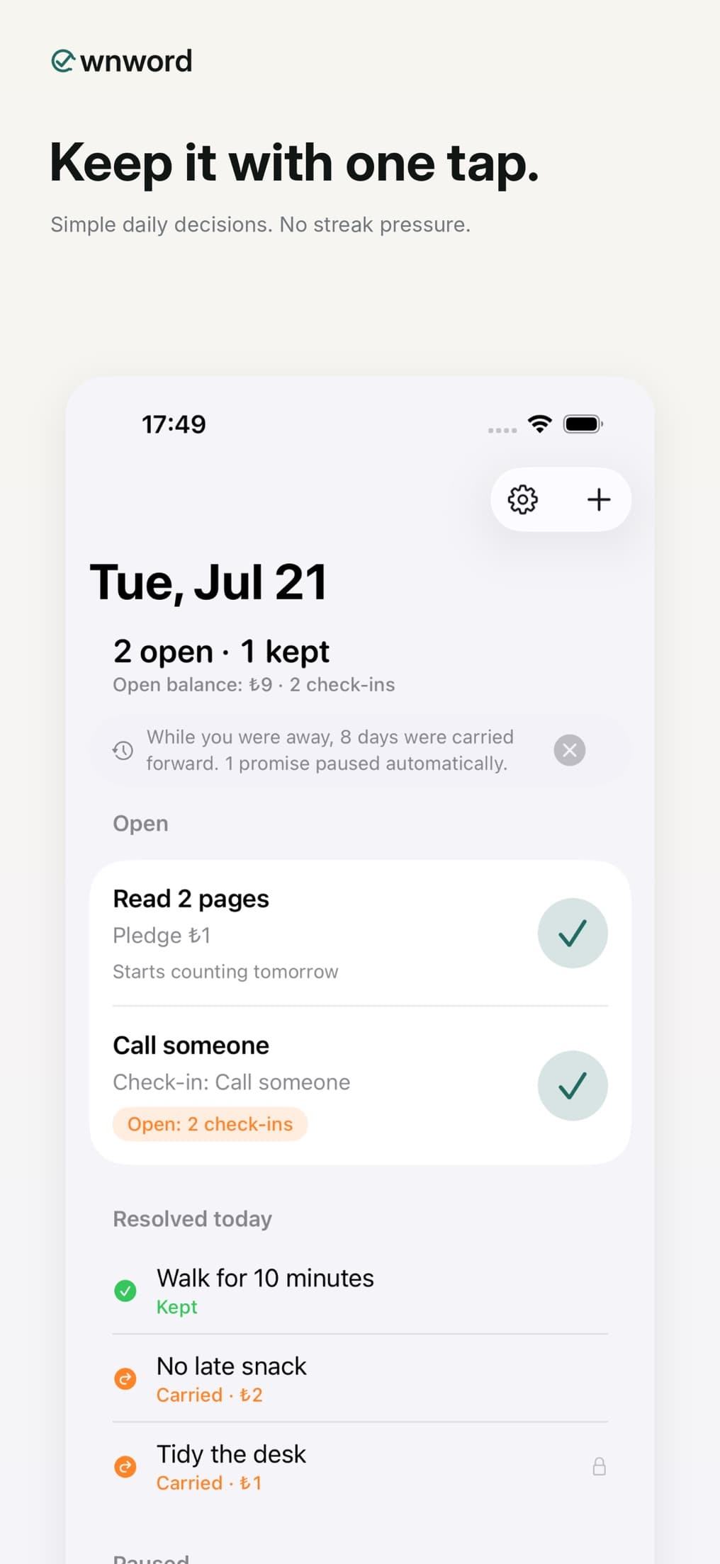 Ownword screen