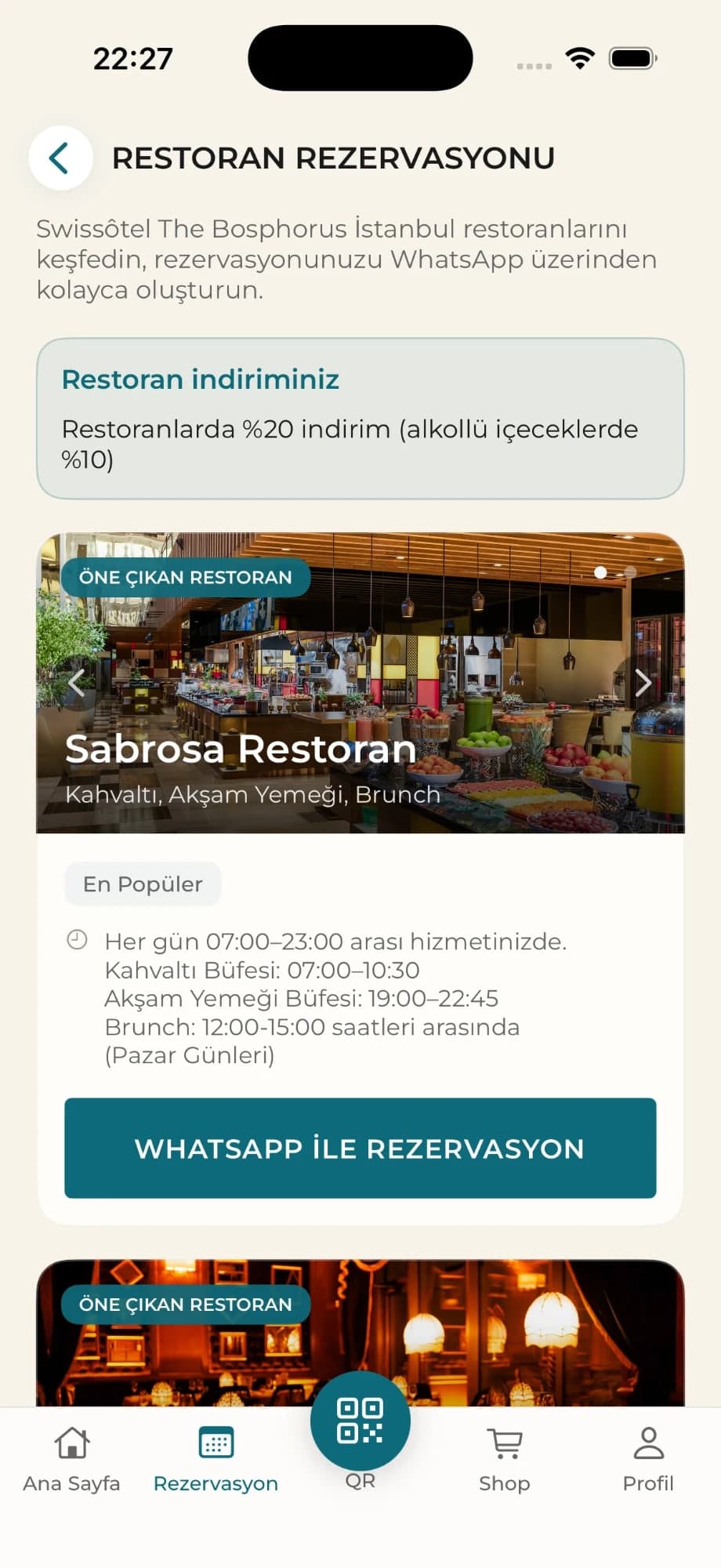 Restaurant booking over WhatsApp with the member discount